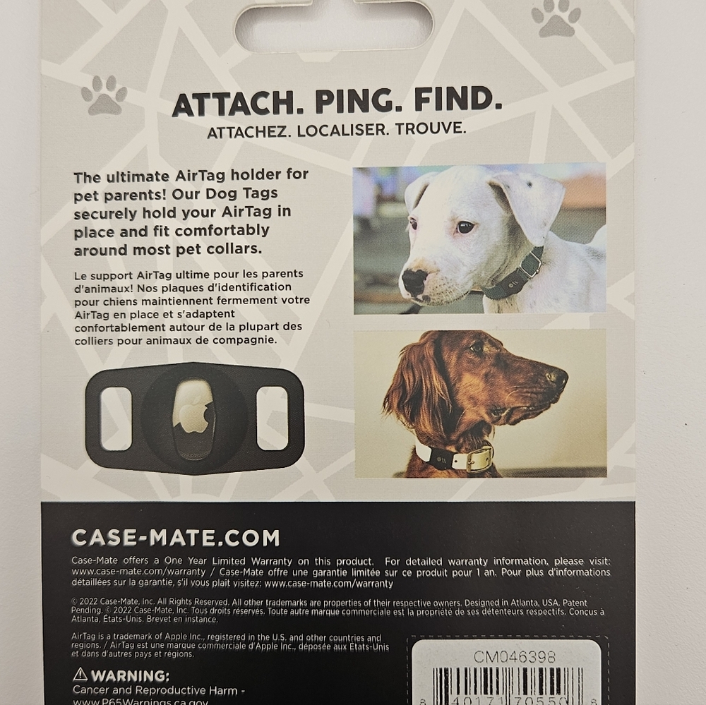 Case mate dog tag clear Securely holds AirTag in place around your pet's collar!